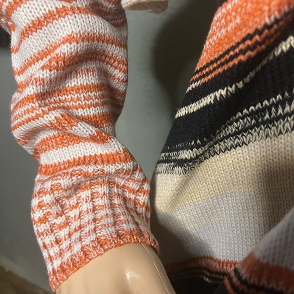 Orange Black And Cream Open Front Cardigan Poncho Sweater XL Blush Pink - Picture 8 of 11